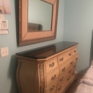 Marble Top Dresser And Mirror